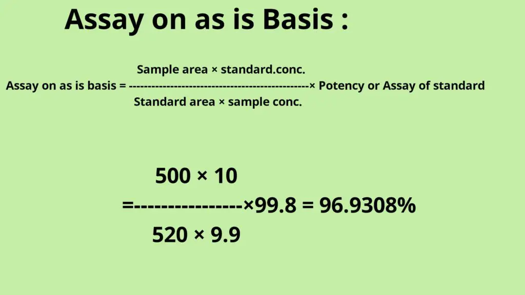 Assay on as is basis